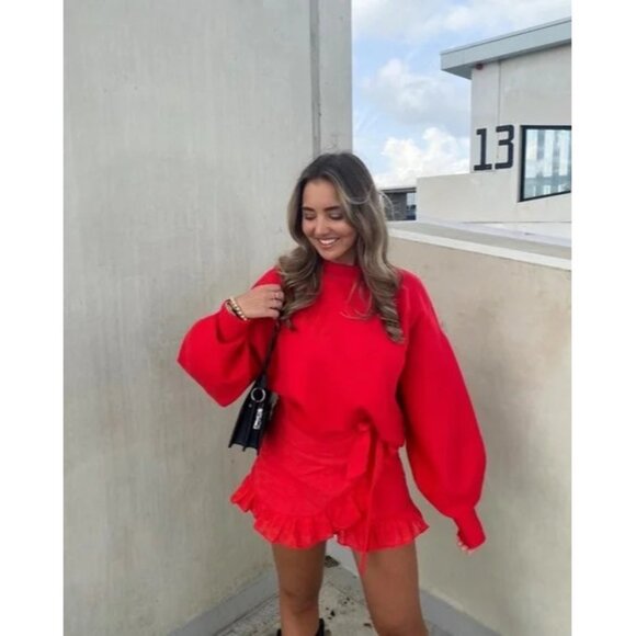 Loavies Cable Knit Born To Love Preppy Oversized Sweater Orange Women's Small - Picture 16 of 16